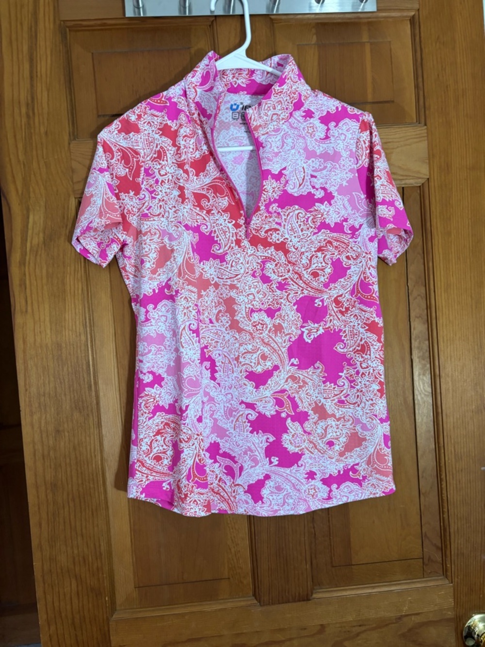 IBKUL Hot Pink Paisley Performance Golf Polo